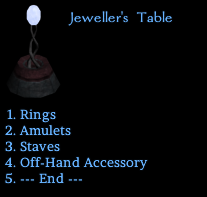 Jeweller's Table recipe categories